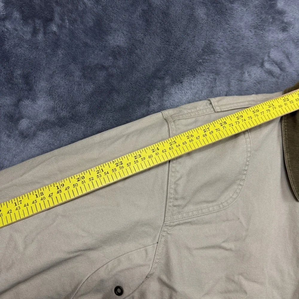 LL Bean Field Coat Mens L Tan Good Flannel Lined Canvas Corduroy Barn Jacket